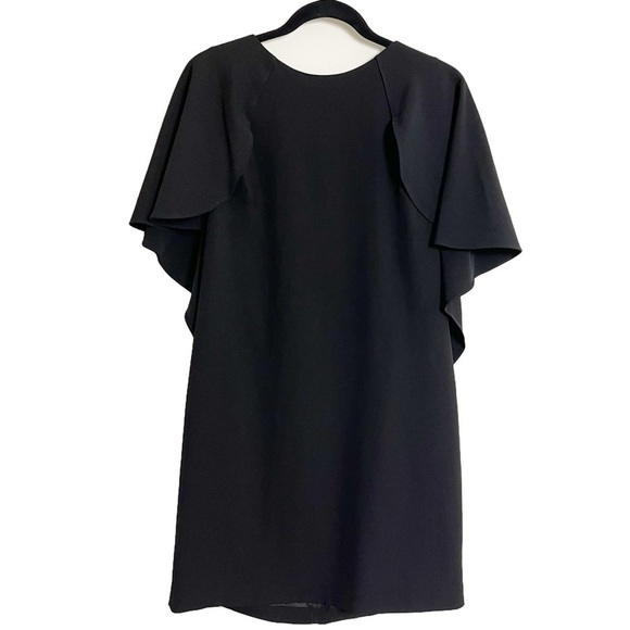 CALVIN KLEIN Women's Black Cap-Sleeve Shift Dress Cascading Sleeves - Size 6 - Picture 3 of 10